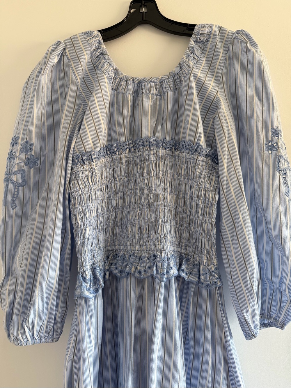 Damson Madder Nola Light Blue Embroidered Midi Dress NWOT - Picture 9 of 12